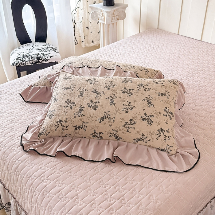 91家纺网 家纺一手货源 找家纺 苏米娜家纺 2026春夏新款超柔云朵棉古法水洗棉床盖款四件套--赫本风系列 橘子花开