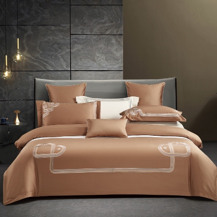 91家纺网 家纺一手货源 找家纺 50S50支澳棉刺绣长绒棉四件套全棉新中式花卉直播爆款线下批发 丝路 香槟