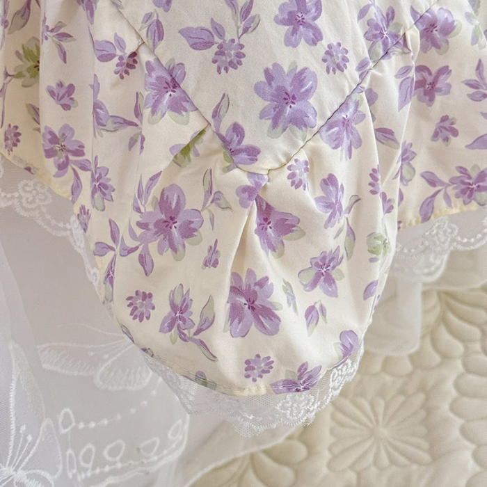 91家纺网 家纺一手货源 找家纺 苏米娜家纺 2026春夏新款超柔云朵棉古法水洗棉床盖款四件套--小清新系列 紫韵花梦