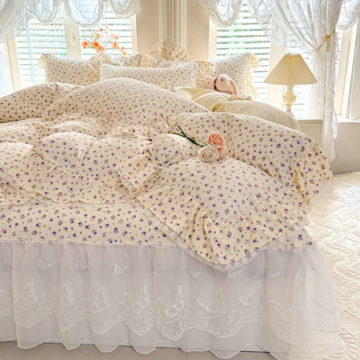 91家纺网 家纺一手货源 找家纺 苏米娜家纺 2026春夏新款超柔云朵棉古法水洗棉床盖款四件套--小清新系列 海盐拿铁 