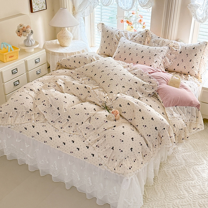 91家纺网 家纺一手货源 找家纺 苏米娜家纺 2026春夏新款超柔云朵棉古法水洗棉床盖款四件套--小清新系列 萌宠乐园 