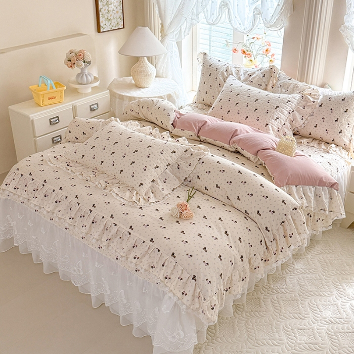 91家纺网 家纺一手货源 找家纺 苏米娜家纺 2026春夏新款超柔云朵棉古法水洗棉床盖款四件套--小清新系列 萌宠乐园 