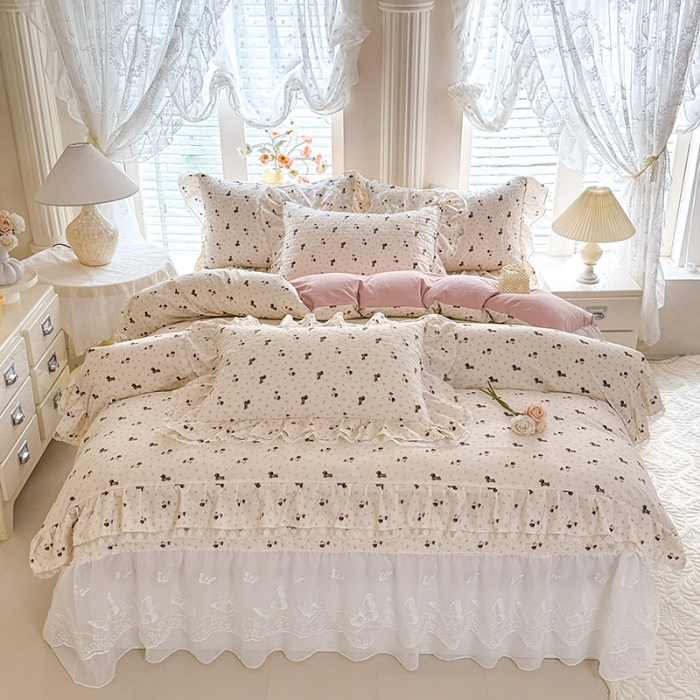 91家纺网 家纺一手货源 找家纺 苏米娜家纺 2026春夏新款超柔云朵棉古法水洗棉床盖款四件套--小清新系列 萌宠乐园 