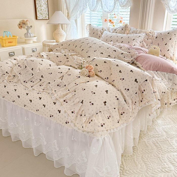 91家纺网 家纺一手货源 找家纺 苏米娜家纺 2026春夏新款超柔云朵棉古法水洗棉床盖款四件套--小清新系列 萌宠乐园 