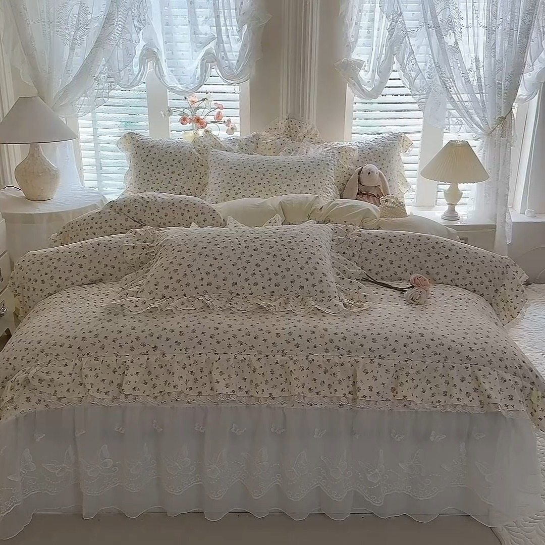 91家纺网 家纺一手货源 找家纺 苏米娜家纺 2026春夏新款超柔云朵棉古法水洗棉床盖款四件套--小清新系列 海盐拿铁 