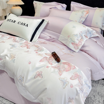 （总）星蕴家纺 2026新款贡缎长绒棉四件套-悦蝶