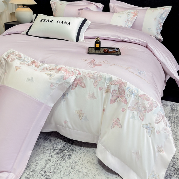 91家纺网 家纺一手货源 找家纺 （总）星蕴家纺 2026新款贡缎长绒棉四件套-悦蝶