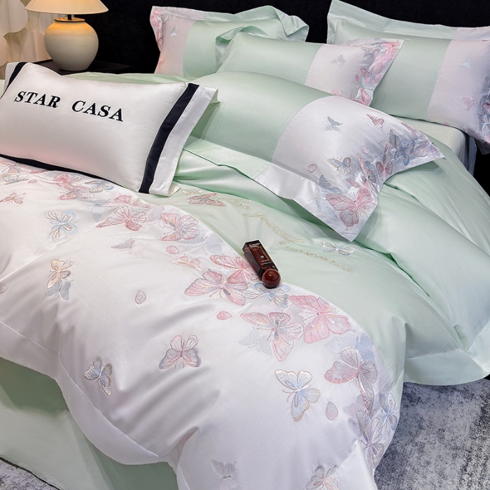 91家纺网 家纺一手货源 找家纺 （总）星蕴家纺 2026新款贡缎长绒棉四件套-悦蝶