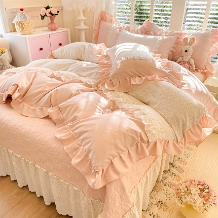 91家纺网 家纺一手货源 找家纺 （总）苏米娜家纺SUMINA 2026春夏新款超柔云朵棉床盖款四件套-花甜梦系列