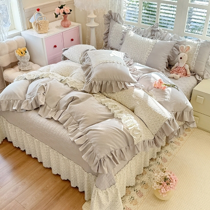 91家纺网 家纺一手货源 找家纺 （总）苏米娜家纺SUMINA 2026春夏新款超柔云朵棉床盖款四件套-花甜梦系列