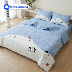 91家纺网 家纺一手货源 找家纺 （总）纯色雨家纺 2026夏款轻薄夏被氨纶凉感丝A类空调被夏凉被（支持小批量来图定制）,雪镜企鹅