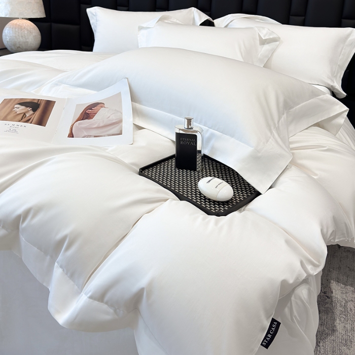 91家纺网 家纺一手货源 找家纺 （总）星蕴家纺 2026新款A类贡缎纯色长绒棉纯棉全棉四件套-多伦多