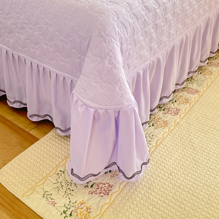 91家纺网 家纺一手货源 找家纺 专柜品质苏米娜家纺2026春夏韩版法式公主风水洗棉床盖款多功能二合一被套 夏被床盖四件套--花颜系列 花颜-香芋紫