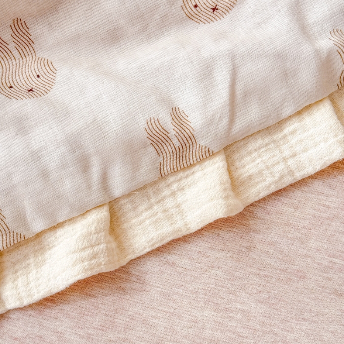 91家纺网 家纺一手货源 找家纺 2026高端法式韩版花边A类母婴级印花全棉双层纱单夏被子清新公主风荷叶边纯棉双层纱夏凉被空调被春秋被 兔宝宝