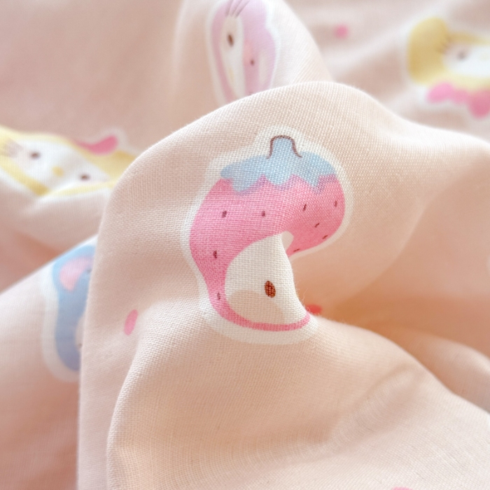 91家纺网 家纺一手货源 找家纺 2026高端法式韩版花边A类母婴级印花全棉双层纱单夏被子清新公主风荷叶边纯棉双层纱夏凉被空调被春秋被 萌宝