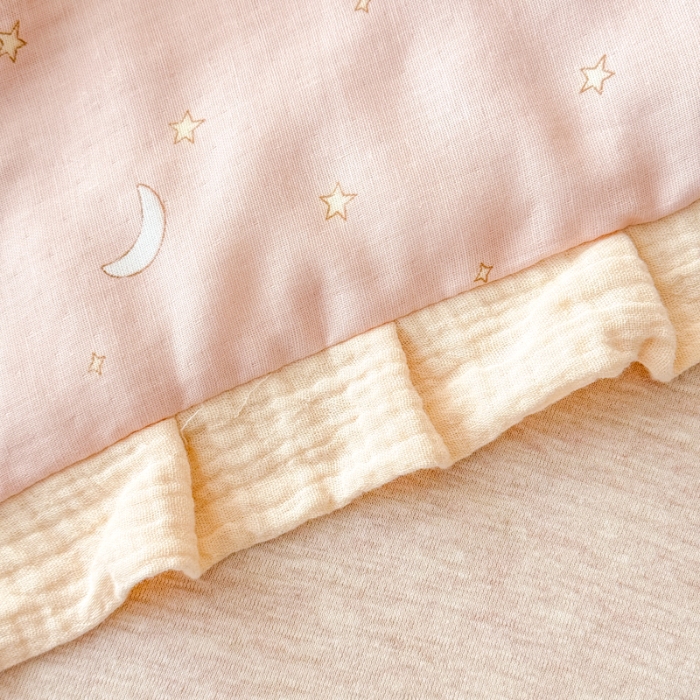 91家纺网 家纺一手货源 找家纺 2026高端法式韩版花边A类母婴级印花全棉双层纱单夏被子清新公主风荷叶边纯棉双层纱夏凉被空调被春秋被 兔兔晚安