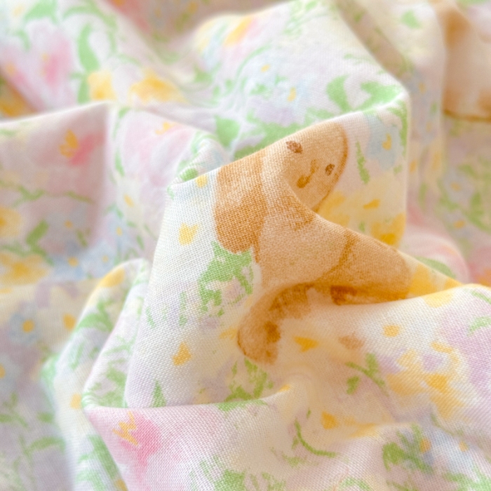 91家纺网 家纺一手货源 找家纺 2026高端法式韩版花边A类母婴级印花全棉双层纱单夏被子清新公主风荷叶边纯棉双层纱夏凉被空调被春秋被 花园小兔