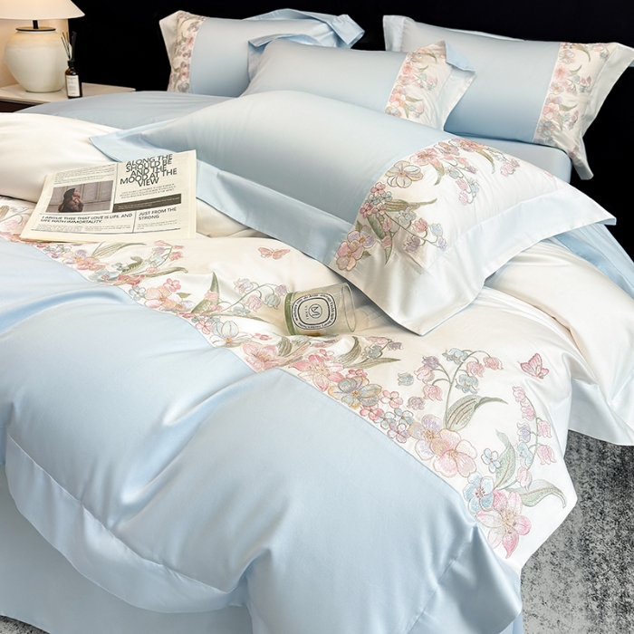 91家纺网 家纺一手货源 找家纺 （总）星蕴家纺 2026新款50贡缎长绒棉纯棉绣花四件套-花瑾