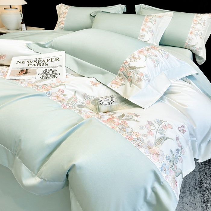 91家纺网 家纺一手货源 找家纺 （总）星蕴家纺 2026新款50贡缎长绒棉纯棉绣花四件套-花瑾