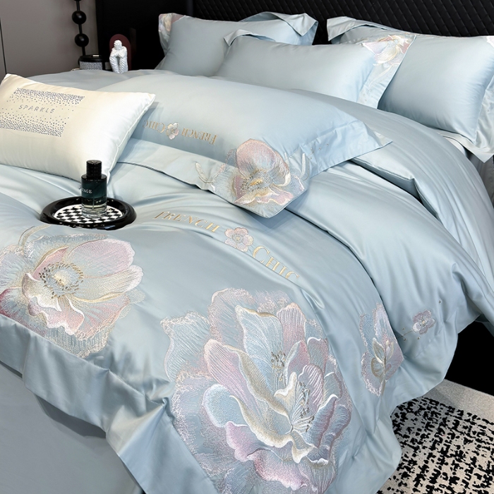 91家纺网 家纺一手货源 找家纺 （总）星蕴家纺 2026新款新疆全棉刺绣四件套-黛尔【高档礼盒包装】