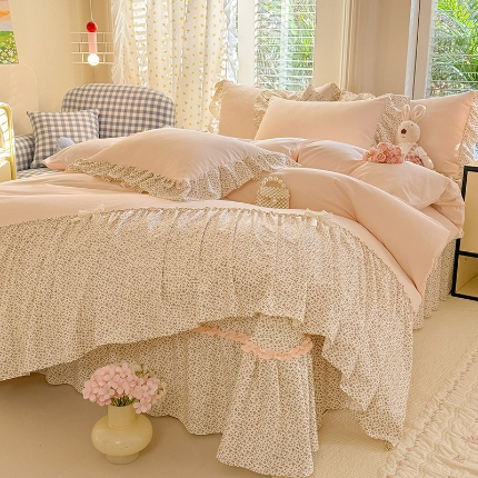 91家纺网 家纺一手货源 找家纺 （总）苏米娜家纺SUMINA 2026新款春夏超柔云朵棉床盖款四件套-艾洛花园系列