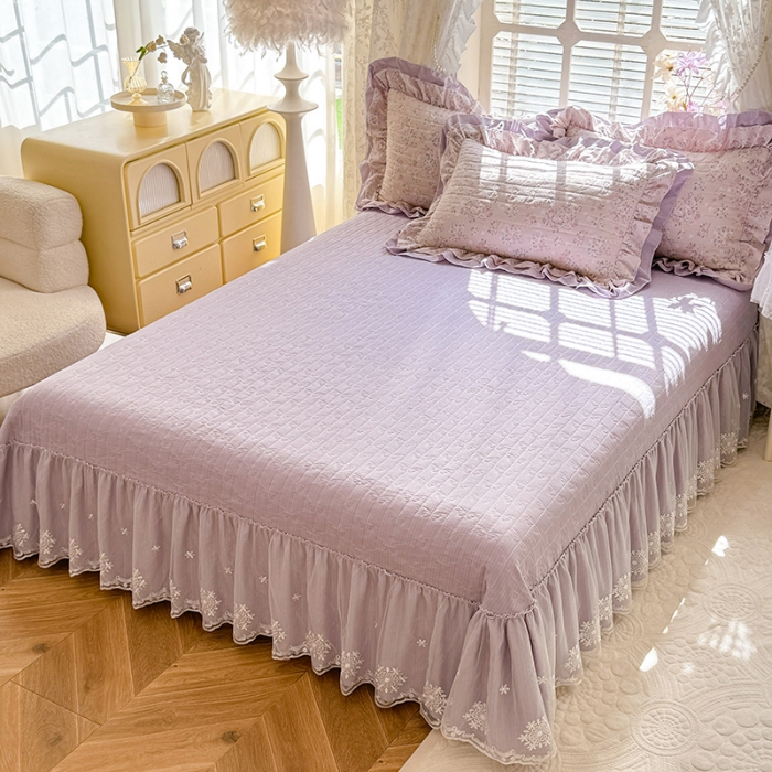 91家纺网 家纺一手货源 找家纺 （总）苏米娜家纺2026春夏新款活性印花ins风小碎花软糯水洗棉床盖款四件套全棉纯棉花边款被套