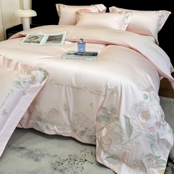 91家纺网 家纺一手货源 找家纺 （总）星蕴家纺 2026新款贡缎50长绒棉绣花四件套-玛格丽