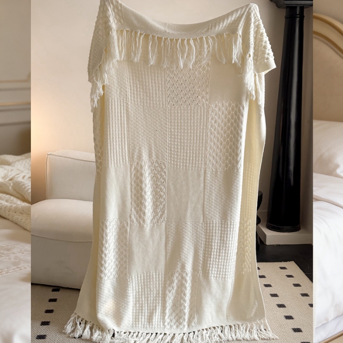 91家纺网 家纺一手货源 找家纺 （总）明治西川 针织流苏线毯法式休闲毯 沙发盖毯 空调毯装饰毯多用途毛毯