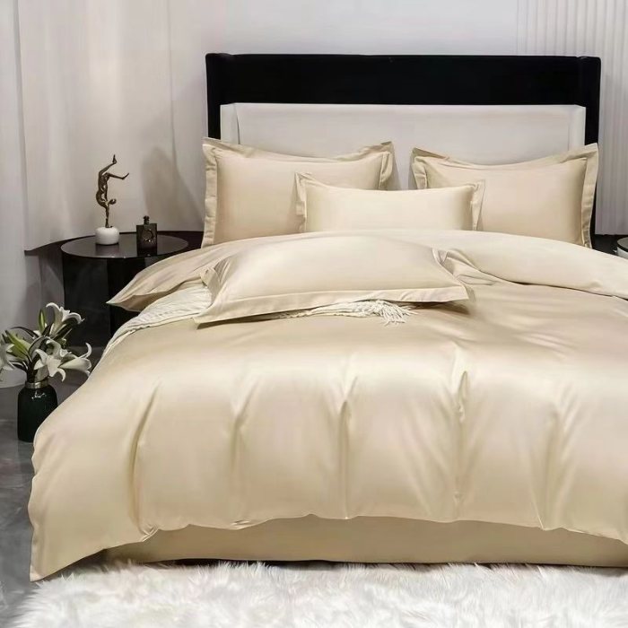 91家纺网 家纺一手货源 找家纺 梦丝语纯色糸列50双股100支长绒棉轻奢高端单被套