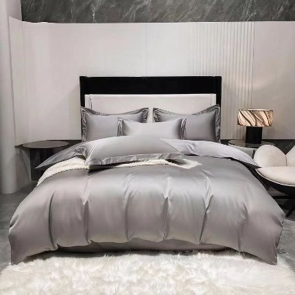 91家纺网 家纺一手货源 找家纺 梦丝语纯色糸列50双股100支长绒棉轻奢高端单被套