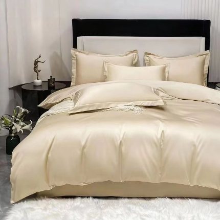 91家纺网 家纺一手货源 找家纺 梦丝语纯色糸列50双股100支长绒棉轻奢高端单被套