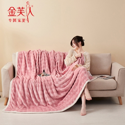 91家纺网 家纺一手货源 找家纺 （总）高品质加厚仿兔毛绒毯金芙人绒毯多功能午睡毛毯办公室沙发小毯子车用盖毯礼品促销会销团购礼盒装