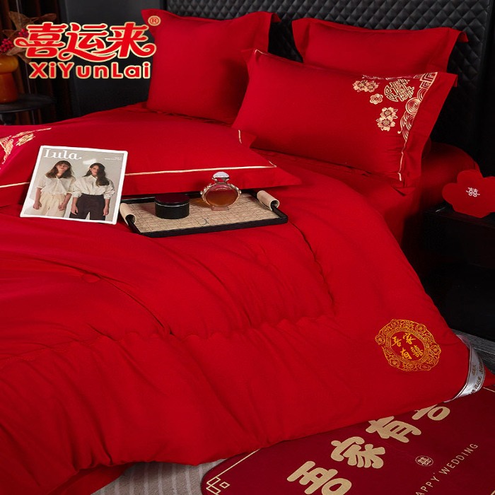 91家纺网 家纺一手货源 找家纺 （总）吾家有喜 礼品被结婚床上喜被陪嫁礼品装促销礼盒团购礼盒装新娘婚房布置用品