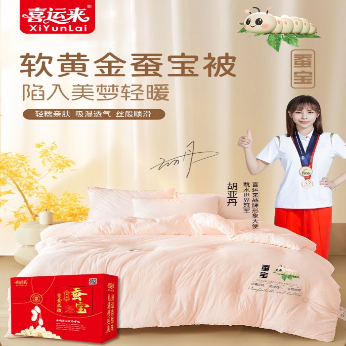 91家纺网 家纺一手货源 找家纺 （总）喜运来软黄金蚕宝春秋款礼品被子礼盒装加厚保暖空调被棉被芯团购促销礼品高端礼盒装