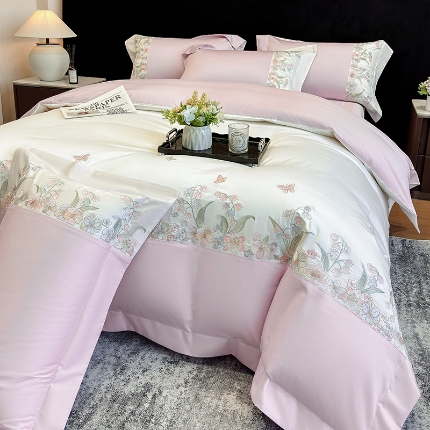 91家纺网 家纺一手货源 找家纺 （总）星蕴家纺 2026新款50贡缎长绒棉纯棉绣花四件套-花瑾