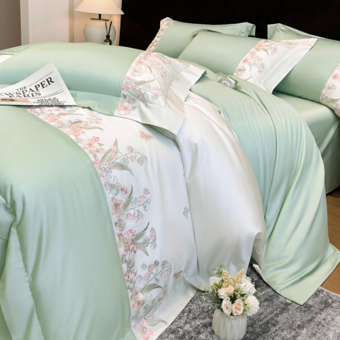 91家纺网 家纺一手货源 找家纺 （总）星蕴家纺 2026新款50贡缎长绒棉纯棉绣花四件套-花瑾