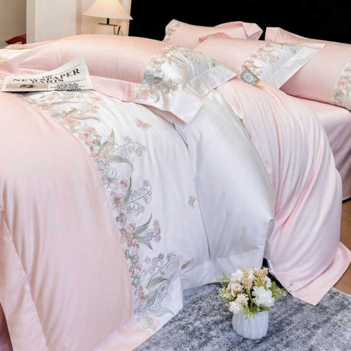 91家纺网 家纺一手货源 找家纺 （总）星蕴家纺 2026新款50贡缎长绒棉纯棉绣花四件套-花瑾