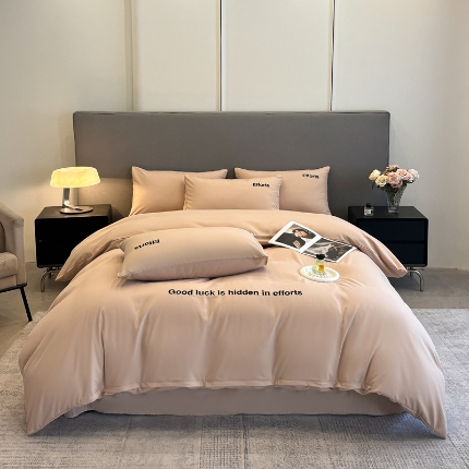 91家纺网 家纺一手货源 找家纺 （总）经年 2026春夏新款亲肤棉刺绣四件套-励志