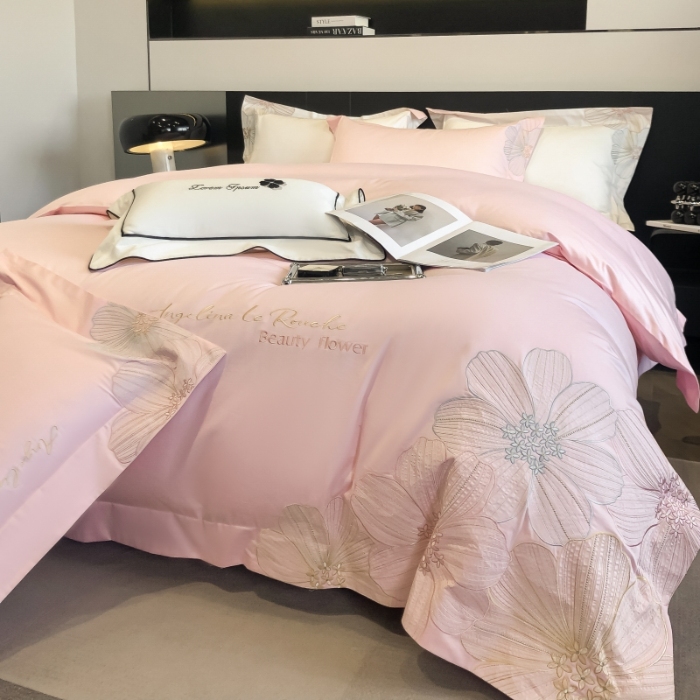 91家纺网 家纺一手货源 找家纺 （总）2026新款新款全棉刺绣四件套-绚丽【高档礼盒包装】