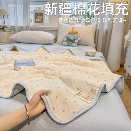 91家纺网 家纺一手货源 找家纺 （总）爱屋及屋 2026新款小清新印花木棉双层纱小包边新疆棉花被夏被空调被夏凉被被子薄被芯春秋四季被