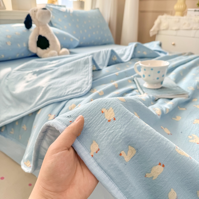 91家纺网 家纺一手货源 找家纺 （总）爱屋及屋 2026新款小清新印花木棉双层纱小包边新疆棉花被夏被空调被夏凉被被子薄被芯春秋四季被