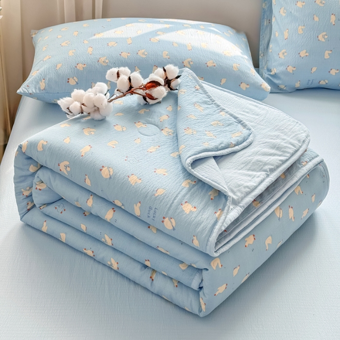 91家纺网 家纺一手货源 找家纺 （总）爱屋及屋 2026新款小清新印花木棉双层纱小包边新疆棉花被夏被空调被夏凉被被子薄被芯春秋四季被