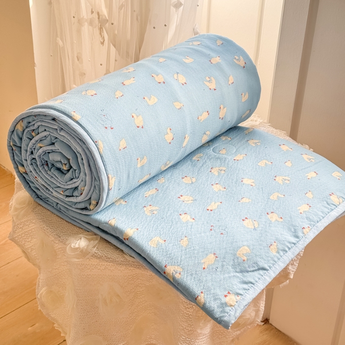 91家纺网 家纺一手货源 找家纺 （总）爱屋及屋 2026新款小清新印花木棉双层纱小包边新疆棉花被夏被空调被夏凉被被子薄被芯春秋四季被