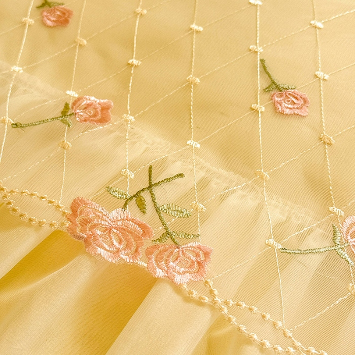 91家纺网 家纺一手货源 找家纺 苏米娜2026春夏新品韩版公主风小清新水洗棉床盖四件套针织棉双层纱纯棉棉麻全棉公主风床盖款四件套 花漾甜心-柠檬黄 