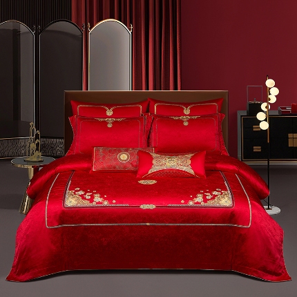 91家纺网 家纺一手货源 找家纺 （总）婚庆四件套高精密提花加刺绣结婚喜庆直播爆款【控价不低于580】