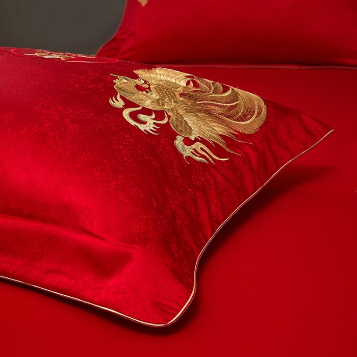 91家纺网 家纺一手货源 找家纺 婚庆四件套高精密提花加刺绣结婚喜庆直播爆款【控价不低于580】 吾家有喜