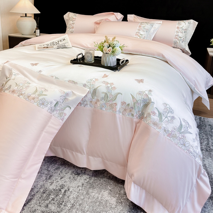 91家纺网 家纺一手货源 找家纺 （总）星蕴家纺 2026新款50贡缎长绒棉纯棉绣花四件套-花瑾