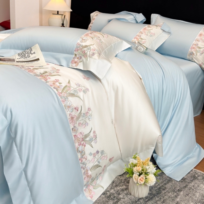 91家纺网 家纺一手货源 找家纺 （总）星蕴家纺 2026新款50贡缎长绒棉纯棉绣花四件套-花瑾