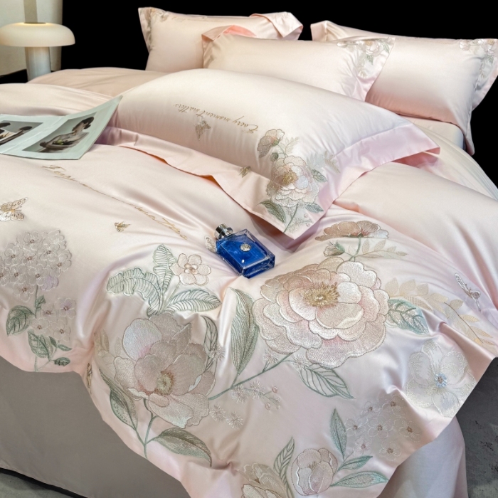 91家纺网 家纺一手货源 找家纺 （总）星蕴家纺 2026新款贡缎50长绒棉绣花四件套-玛格丽