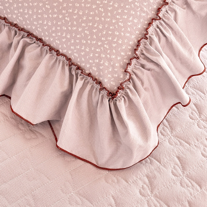 91家纺网 家纺一手货源 找家纺 苏米娜2026春夏新品韩版公主风超柔水洗棉床盖四件套刺绣针织棉双层纱纯棉棉麻全棉公主风床盖款四件套 芬迪-星云紫